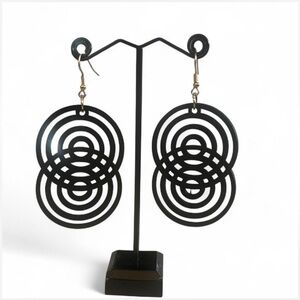 3 for $10 Black Laser Cut wood Geometric Circle Earrings Lightweight